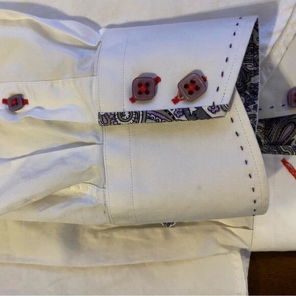 7 Downie Street White Button Down Dress Shirt Men's Size Small - Picture 10 of 15
